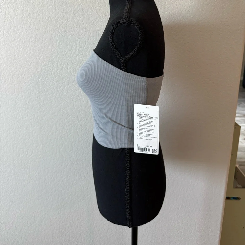 Lululemon Ribbed Nulu Asymmetrical Yoga Tank Top Rhino Grey 2 NWT